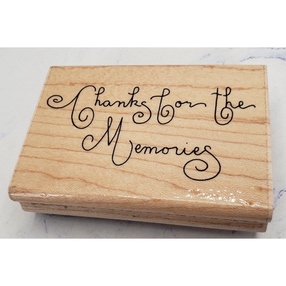 JRL Design Thanks For The Memories Script Wood Mounted Rubber Stamp